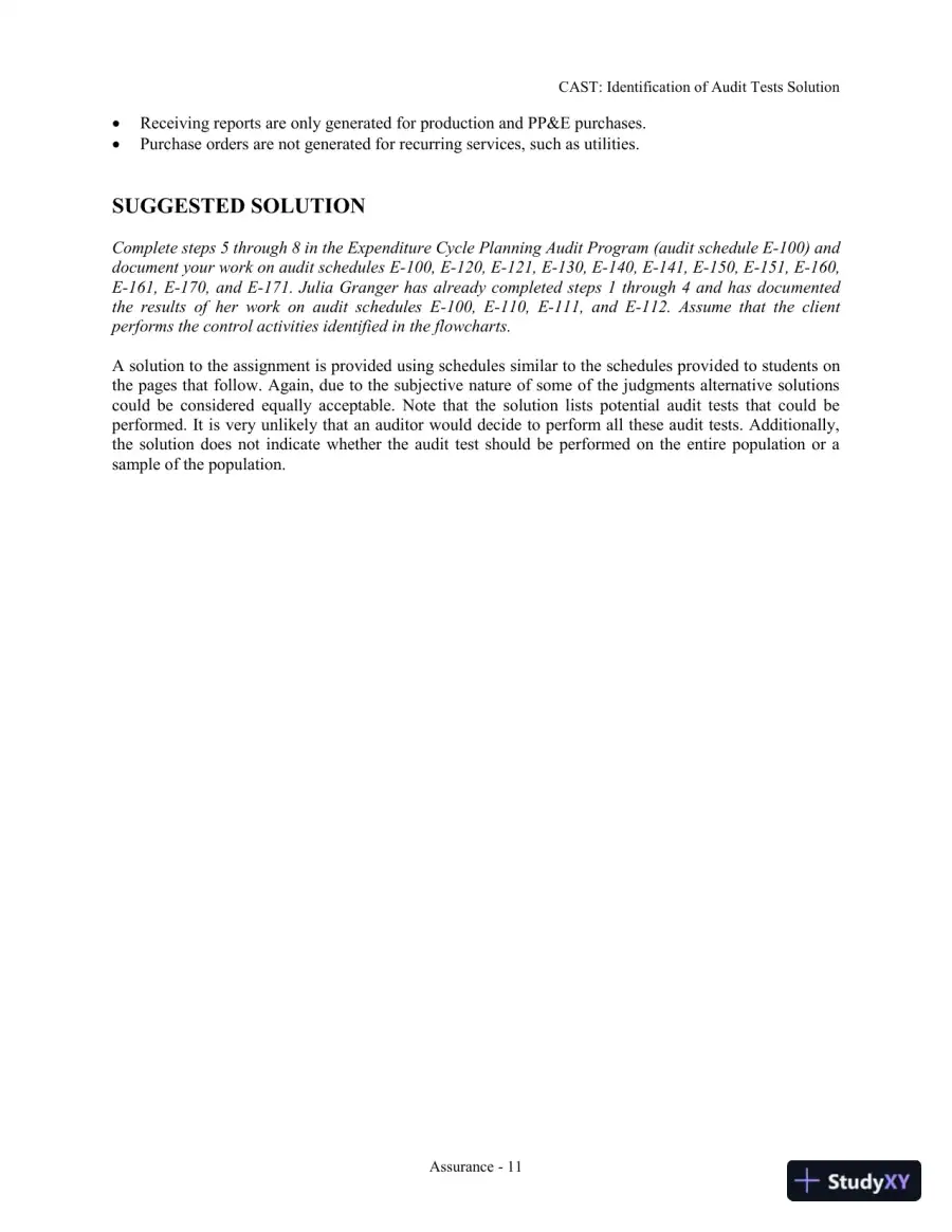 Solution Manual for Assurance Practice Set for Comprehensive Assurance & Systems Tool (CAST), 4th Edition, page 13