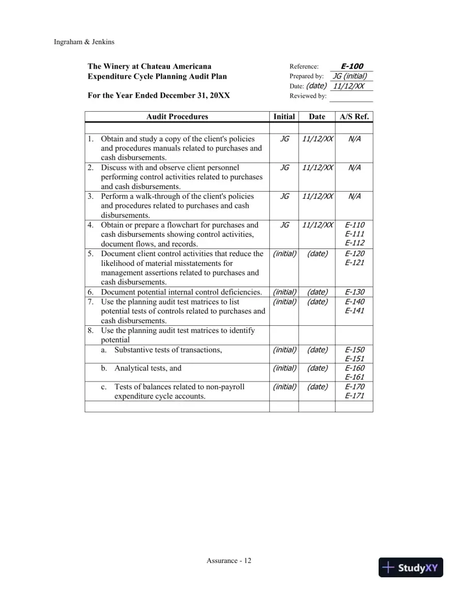Solution Manual for Assurance Practice Set for Comprehensive Assurance & Systems Tool (CAST), 4th Edition, page 14