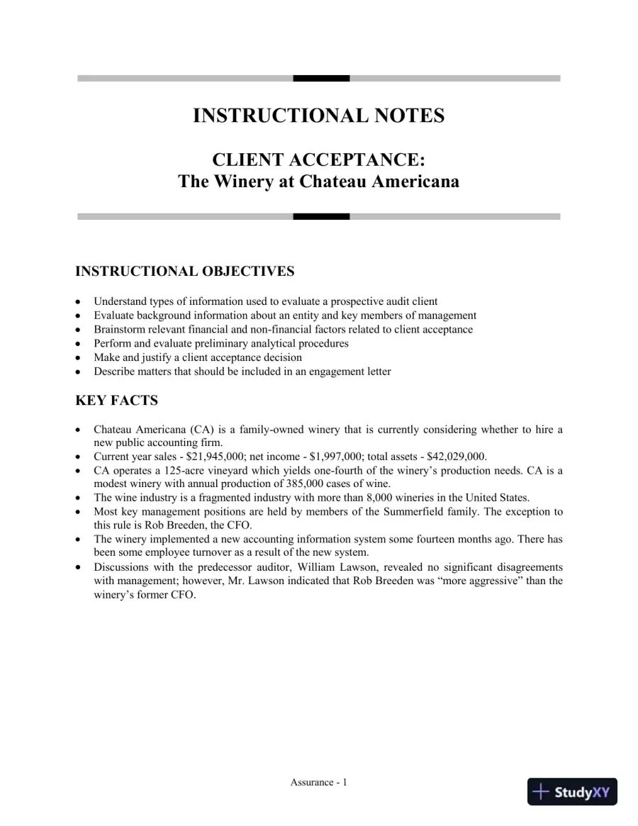 Solution Manual for Assurance Practice Set for Comprehensive Assurance & Systems Tool (CAST), 4th Edition, page 3