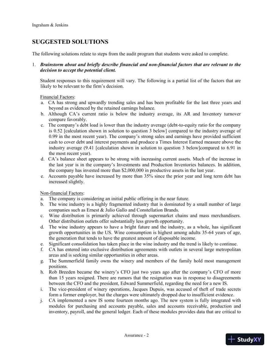 Solution Manual for Assurance Practice Set for Comprehensive Assurance & Systems Tool (CAST), 4th Edition, page 4