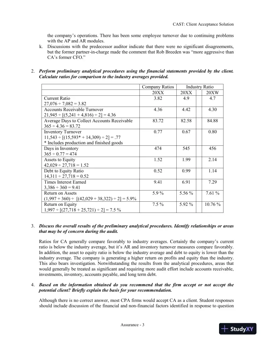 Solution Manual for Assurance Practice Set for Comprehensive Assurance & Systems Tool (CAST), 4th Edition, page 5