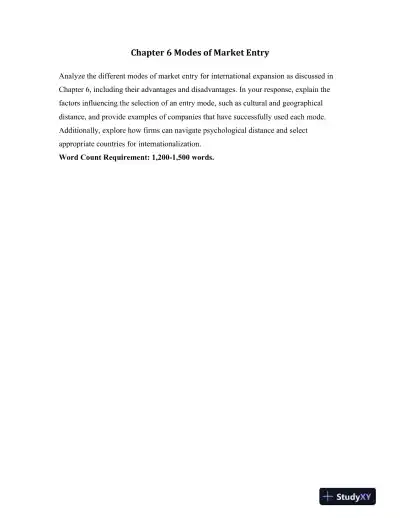 Analyzing Modes of Market Entry for International Expansion: Strategies, Advantages, and Challenges - Page 1 preview image