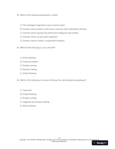 Organizational Behavior: A Practical, Problem-Solving Approach 1st Edition Test Bank - Page 11 preview image