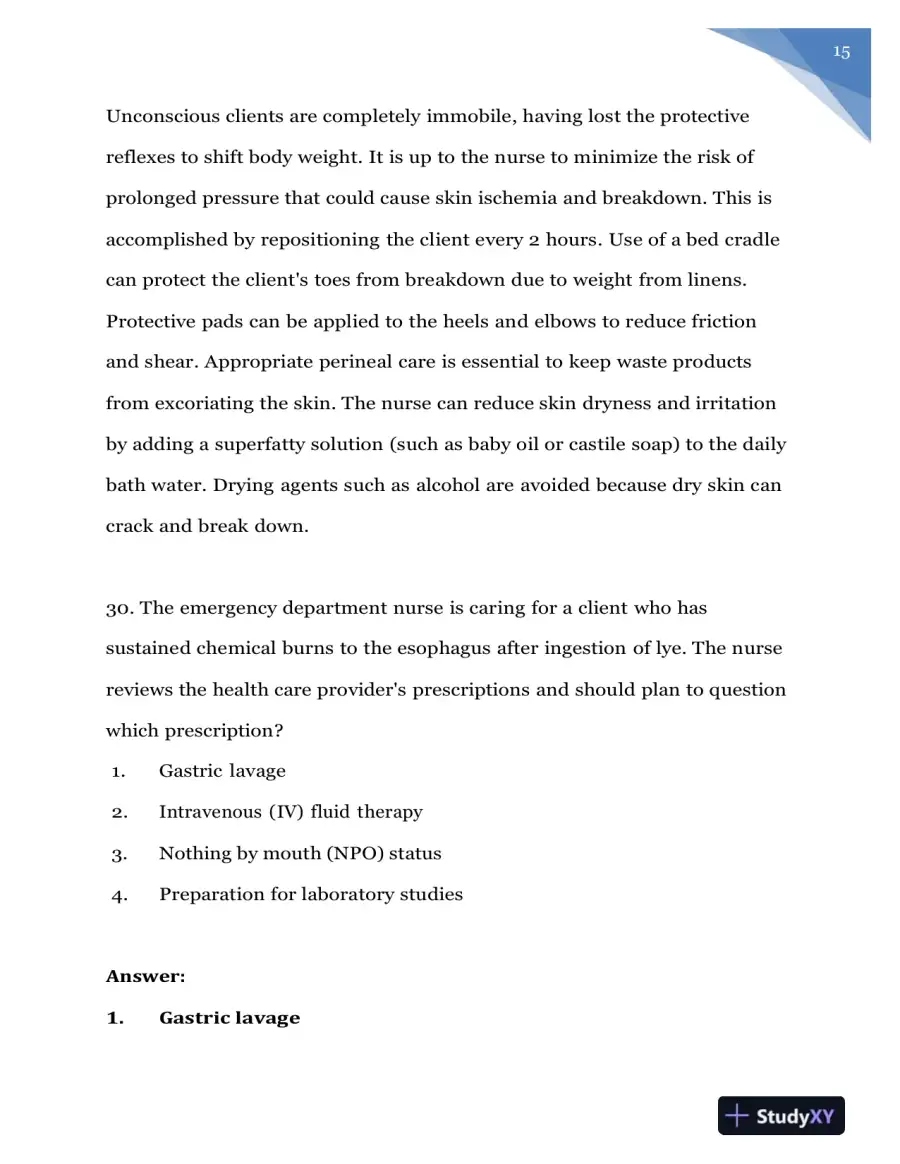 2020 NURS618 Saunders Medical Surgical Skin Integumentary Revised Question With Answers (115 Solved Questions), page 16