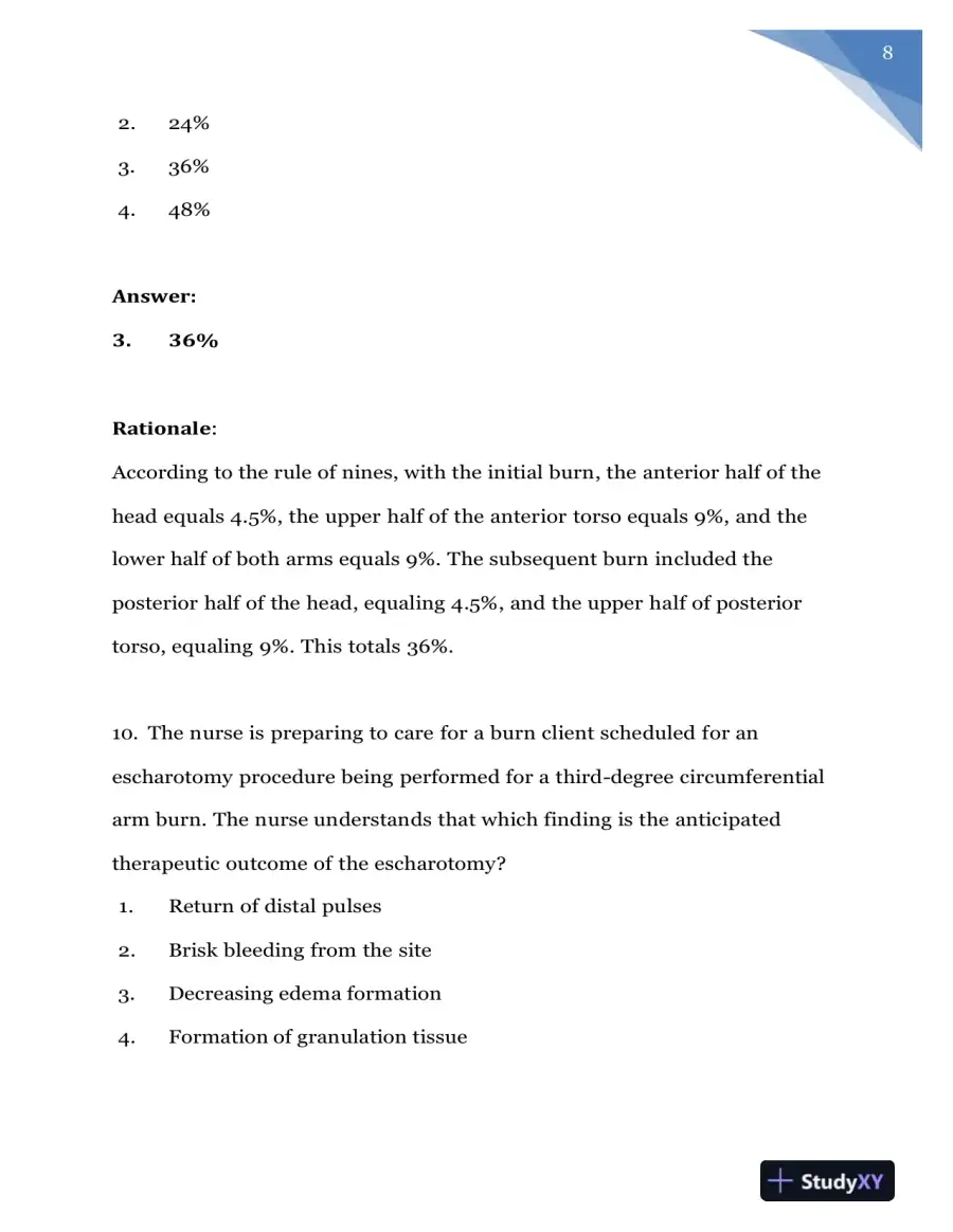 2020 NURS618 Saunders Medical Surgical Skin Integumentary Revised Question With Answers (115 Solved Questions), page 9