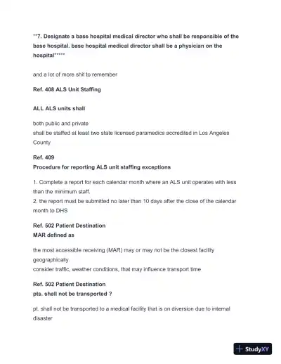 2024-2025 LA County Protocols Practice Exam with Answers (113 Solved Questions) - Page 3 preview image