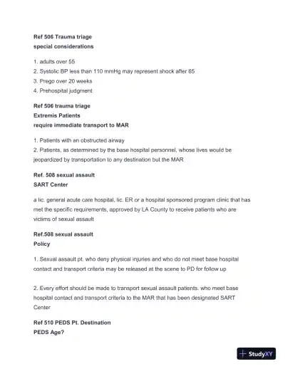 2024-2025 LA County Protocols Practice Exam with Answers (113 Solved Questions) - Page 8 preview image