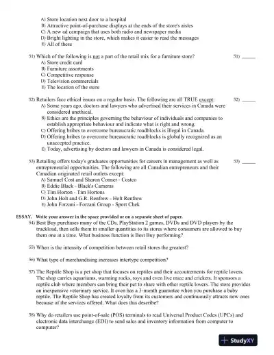 Retailing Management Fifth Canadian Edition Test Bank - Page 10 preview image