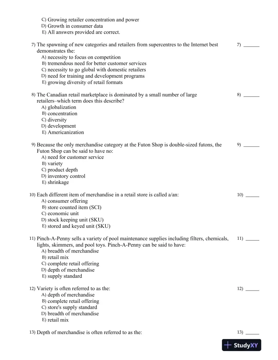 Retailing Management Fifth Canadian Edition Test Bank, page 15