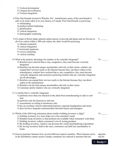 Retailing Management Fifth Canadian Edition Test Bank - Page 3 preview image
