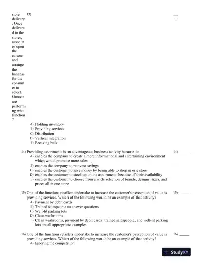 Retailing Management Fifth Canadian Edition Test Bank - Page 4 preview image