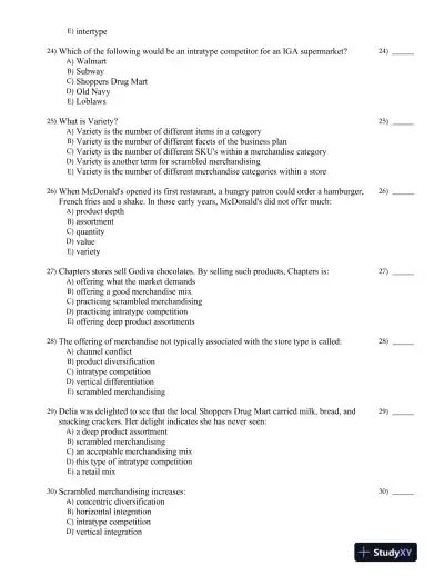 Retailing Management Fifth Canadian Edition Test Bank - Page 6 preview image