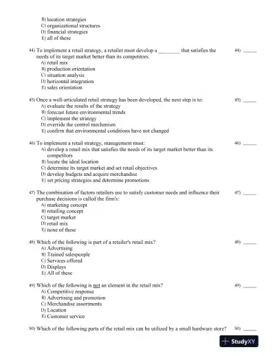 Retailing Management Fifth Canadian Edition Test Bank - Page 9 preview image