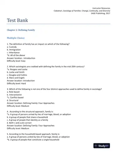 Sociology of Families: Change, Continuity, and Diversity 1st Edition Test Bank - Page 10 preview image