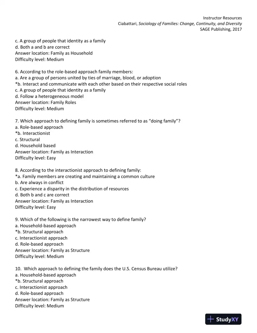 Sociology of Families: Change, Continuity, and Diversity 1st Edition Test Bank, page 11
