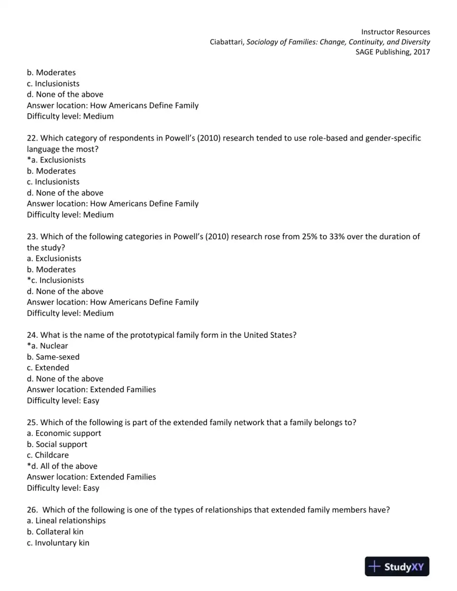Sociology of Families: Change, Continuity, and Diversity 1st Edition Test Bank, page 14