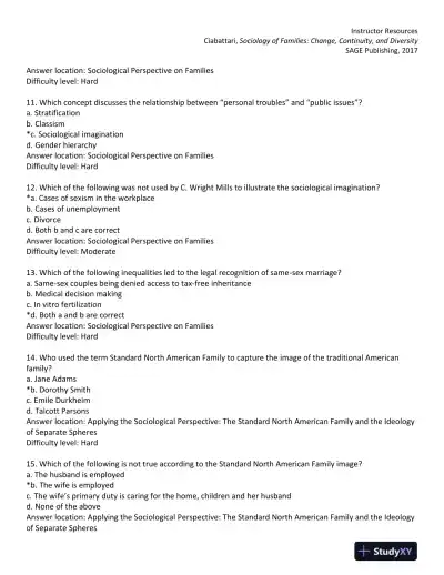 Sociology of Families: Change, Continuity, and Diversity 1st Edition Test Bank - Page 4 preview image
