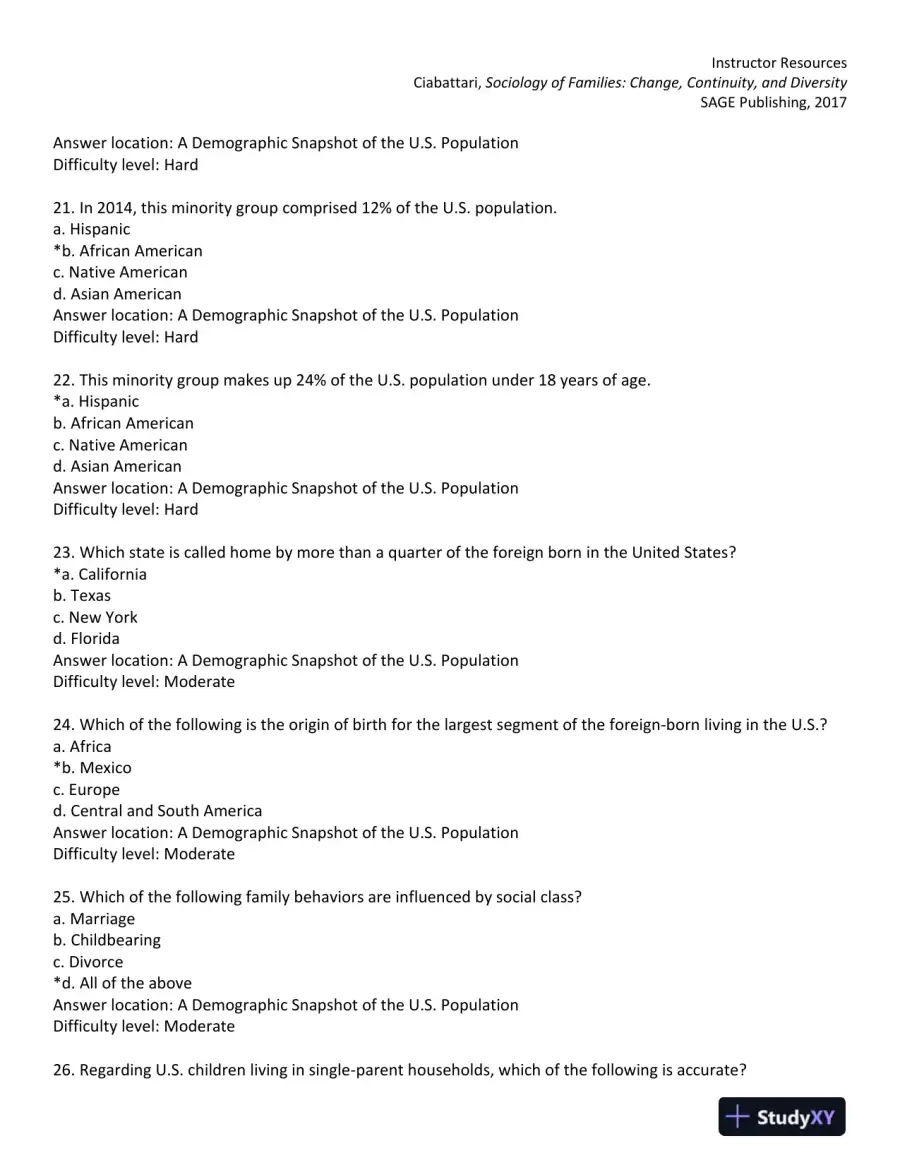 Sociology of Families: Change, Continuity, and Diversity 1st Edition Test Bank, page 6