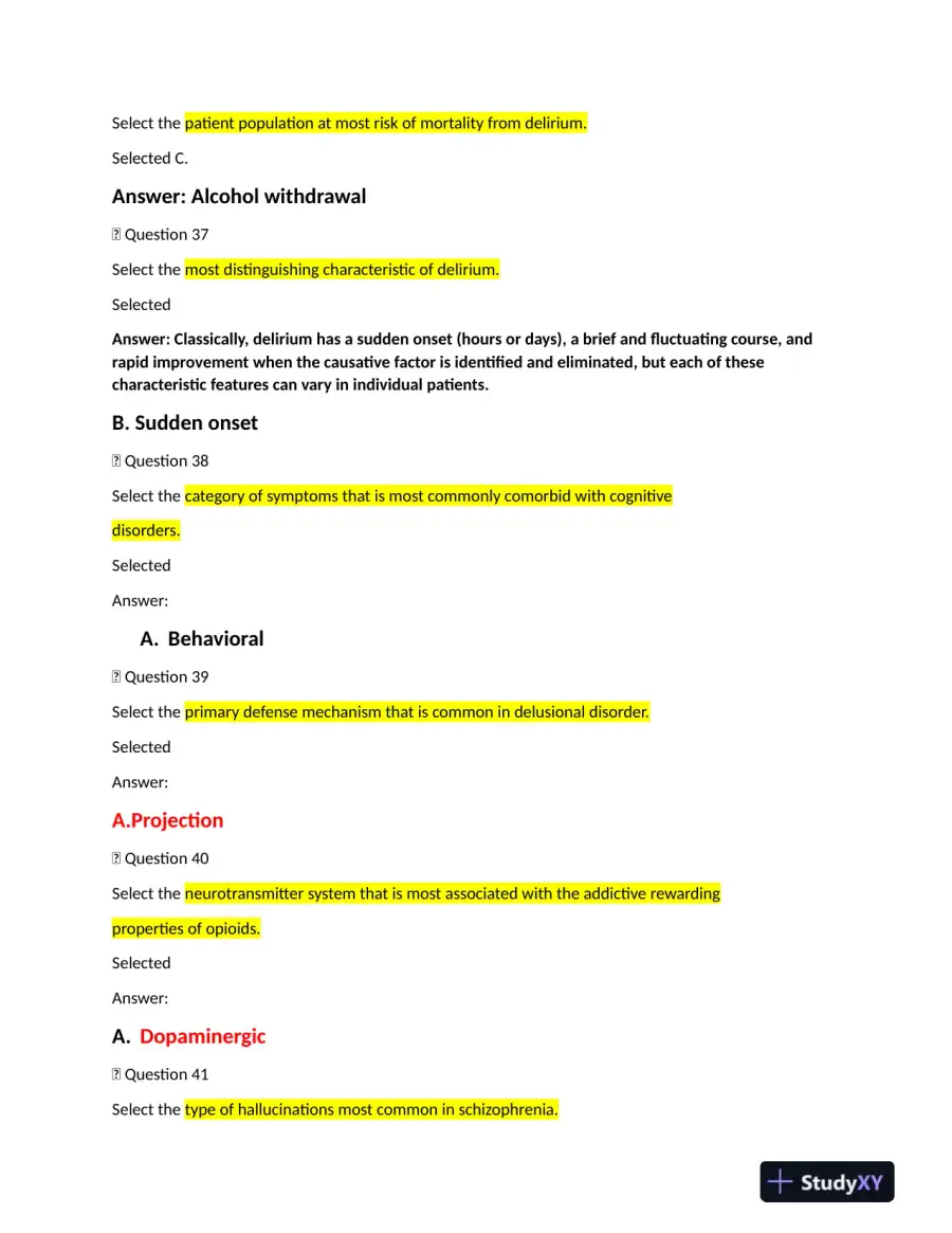 2022 NRNP6635 Walden University Psychopathology Final Exam Week 11 With Answers (261 Solved Questions), page 11
