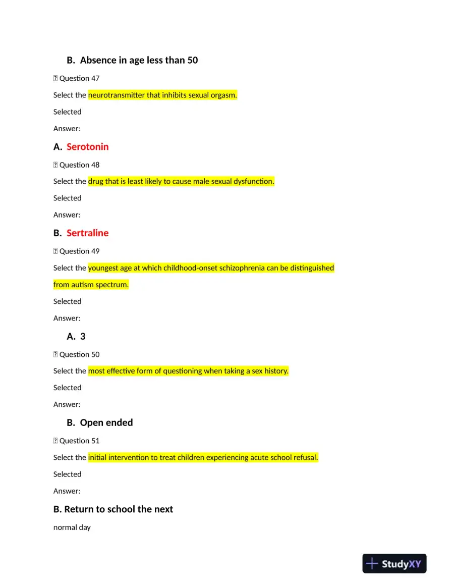 2022 NRNP6635 Walden University Psychopathology Final Exam Week 11 With Answers (261 Solved Questions), page 13