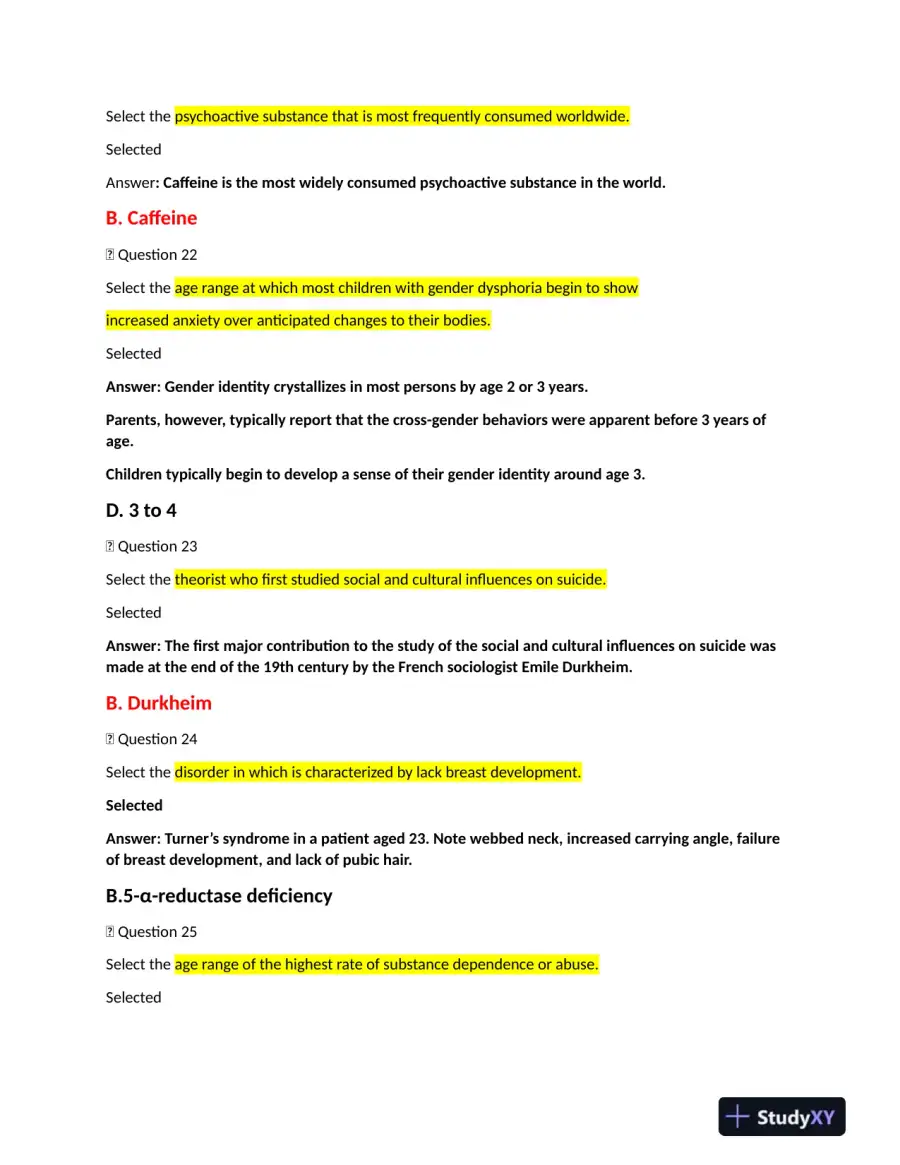 2022 NRNP6635 Walden University Psychopathology Final Exam Week 11 With Answers (261 Solved Questions), page 8