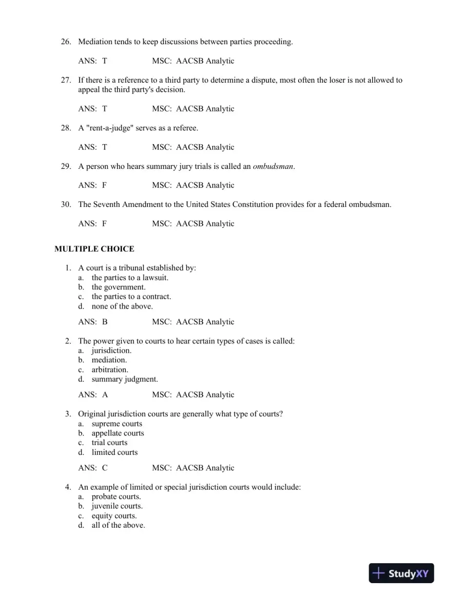 Business Law: Principles for Today's Commerical Environment: Principles Volume 3rd Edition Test Bank, page 11