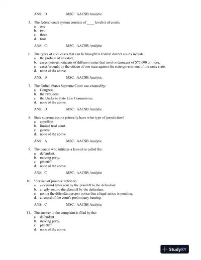 Business Law: Principles for Today's Commerical Environment: Principles Volume 3rd Edition Test Bank - Page 12 preview image