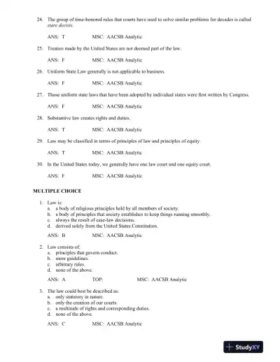 Business Law: Principles for Today's Commerical Environment: Principles Volume 3rd Edition Test Bank - Page 4 preview image