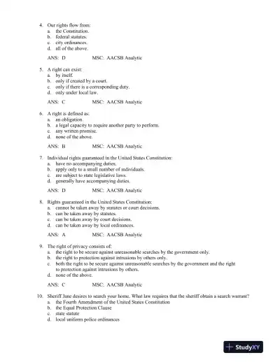Business Law: Principles for Today's Commerical Environment: Principles Volume 3rd Edition Test Bank - Page 5 preview image