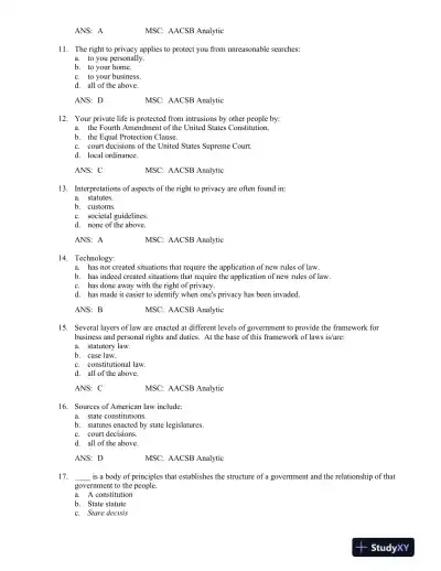 Business Law: Principles for Today's Commerical Environment: Principles Volume 3rd Edition Test Bank - Page 6 preview image