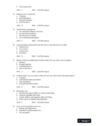 Business Law: Principles for Today's Commerical Environment: Principles Volume 3rd Edition Test Bank - Page 7 preview image