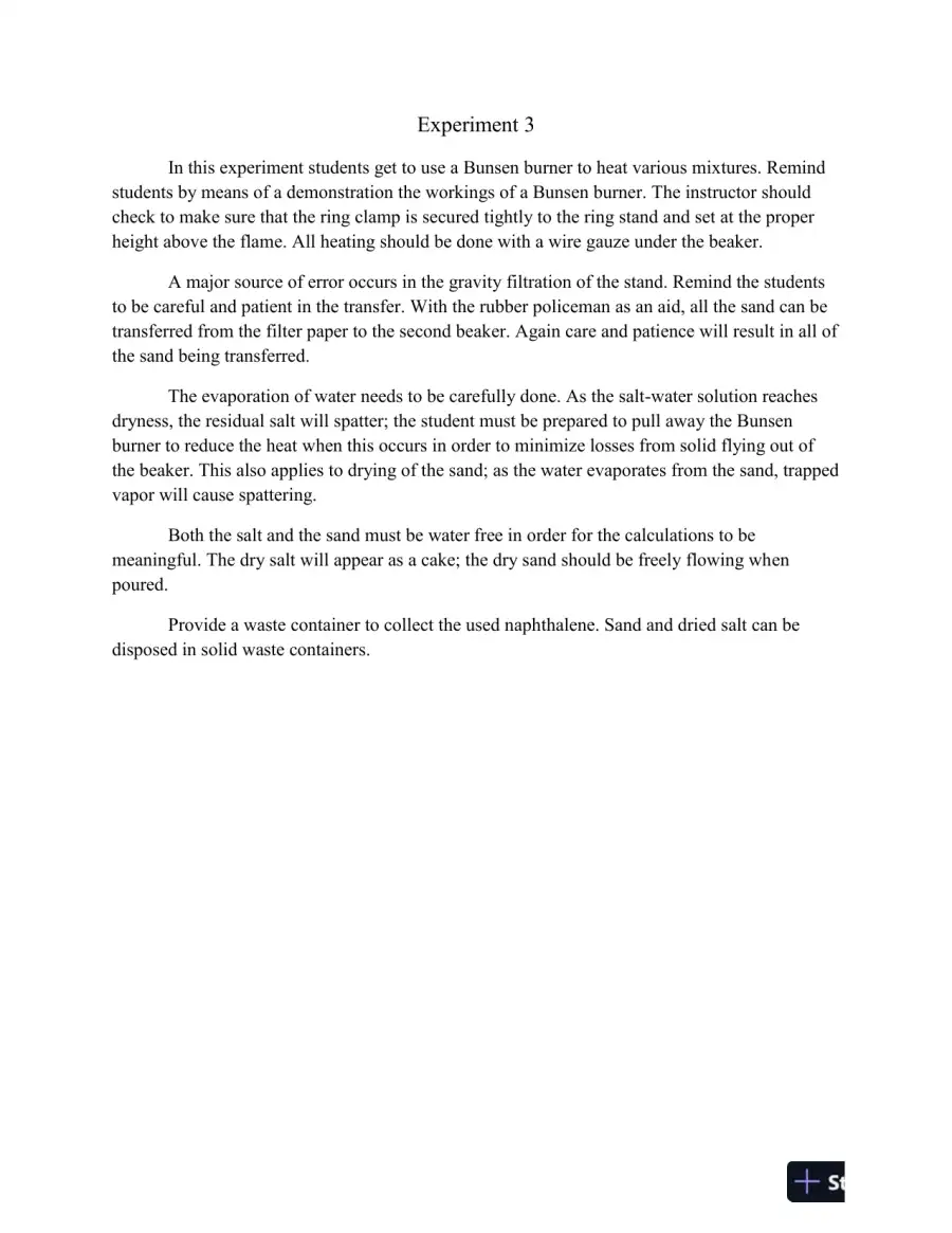 Solution Manual For Laboratory Experiments for Introduction to General, Organic and Biochemistry, 8th Edition, page 13