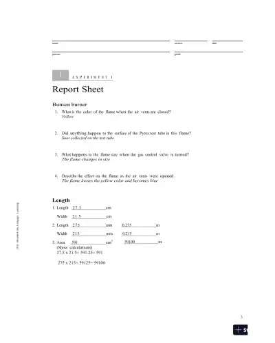 Solution Manual For Laboratory Experiments for Introduction to General, Organic and Biochemistry, 8th Edition - Page 4 preview image