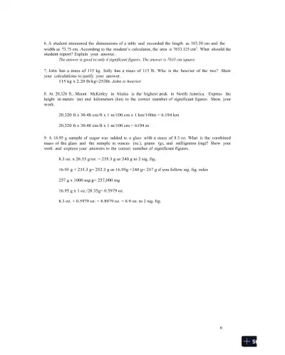 Solution Manual For Laboratory Experiments for Introduction to General, Organic and Biochemistry, 8th Edition - Page 7 preview image
