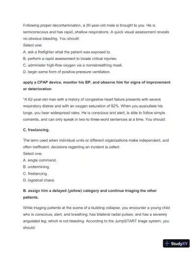 2024-2025 West Coast EMT Final Exam with Answers (258 Solved Questions) - Page 10 preview image