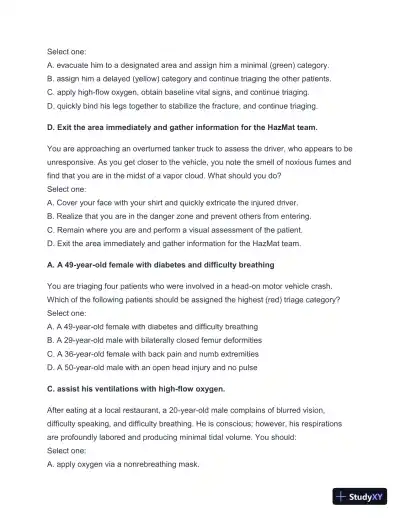 2024-2025 West Coast EMT Final Exam with Answers (258 Solved Questions) - Page 11 preview image