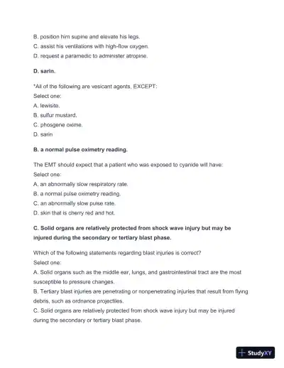 2024-2025 West Coast EMT Final Exam with Answers (258 Solved Questions) - Page 12 preview image