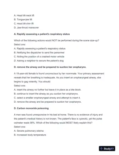 2024-2025 West Coast EMT Final Exam with Answers (258 Solved Questions) - Page 16 preview image