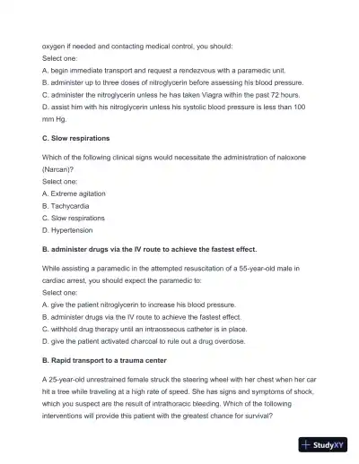 2024-2025 West Coast EMT Final Exam with Answers (258 Solved Questions) - Page 20 preview image