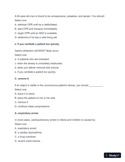 2024-2025 West Coast EMT Final Exam with Answers (258 Solved Questions) - Page 23 preview image