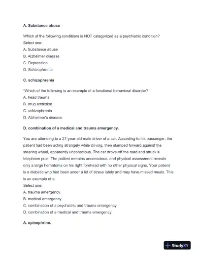 2024-2025 West Coast EMT Final Exam with Answers (258 Solved Questions) - Page 25 preview image