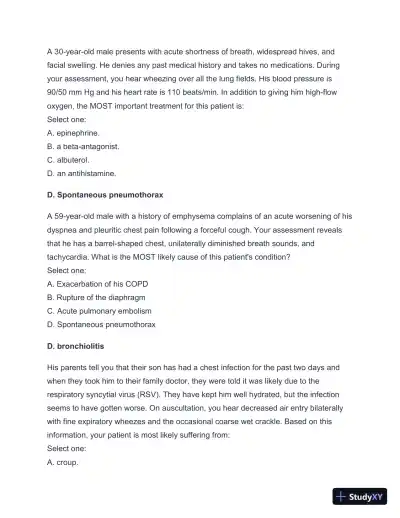 2024-2025 West Coast EMT Final Exam with Answers (258 Solved Questions) - Page 26 preview image