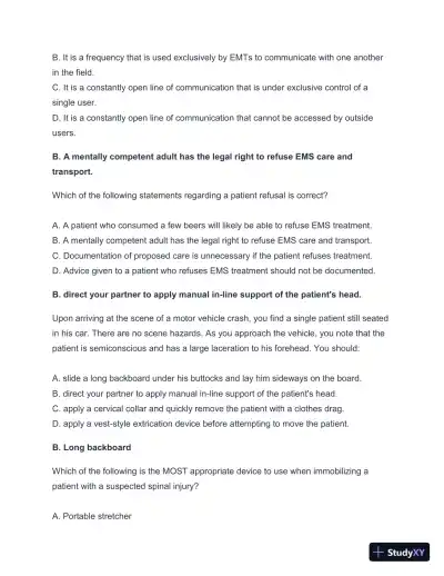 2024-2025 West Coast EMT Final Exam with Answers (258 Solved Questions) - Page 3 preview image