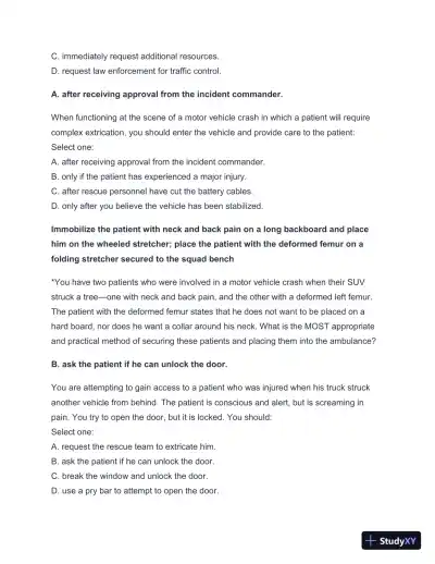 2024-2025 West Coast EMT Final Exam with Answers (258 Solved Questions) - Page 7 preview image