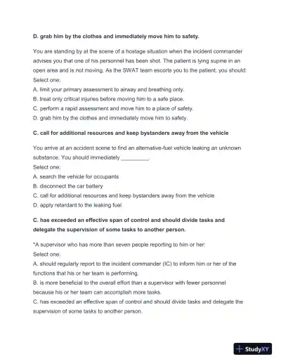 2024-2025 West Coast EMT Final Exam with Answers (258 Solved Questions) - Page 8 preview image