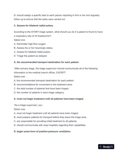 2024-2025 West Coast EMT Final Exam with Answers (258 Solved Questions) - Page 9 preview image
