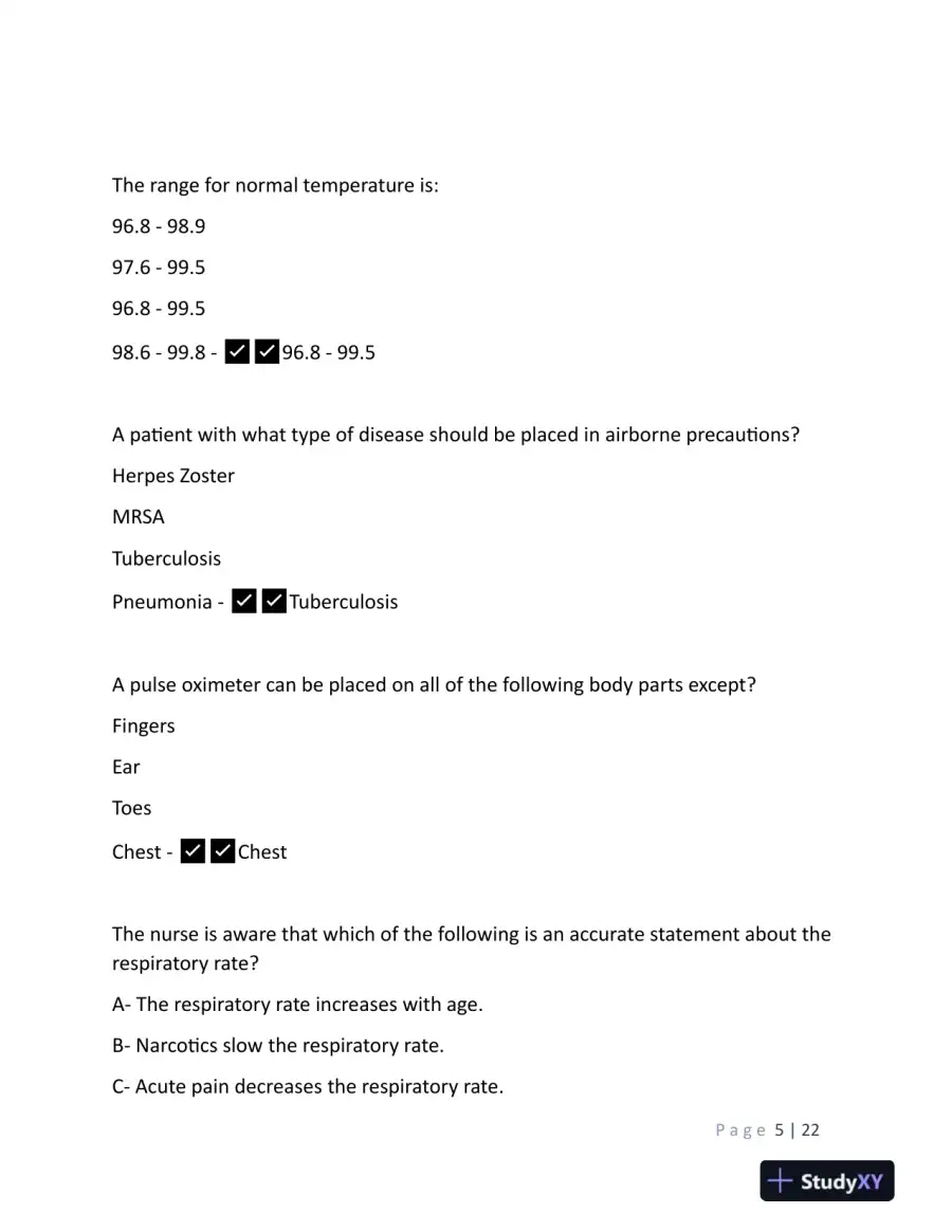 2024 NSG3100 Nursing Diagnosis Practice Exam With Answers (76 Solved Questions), page 6