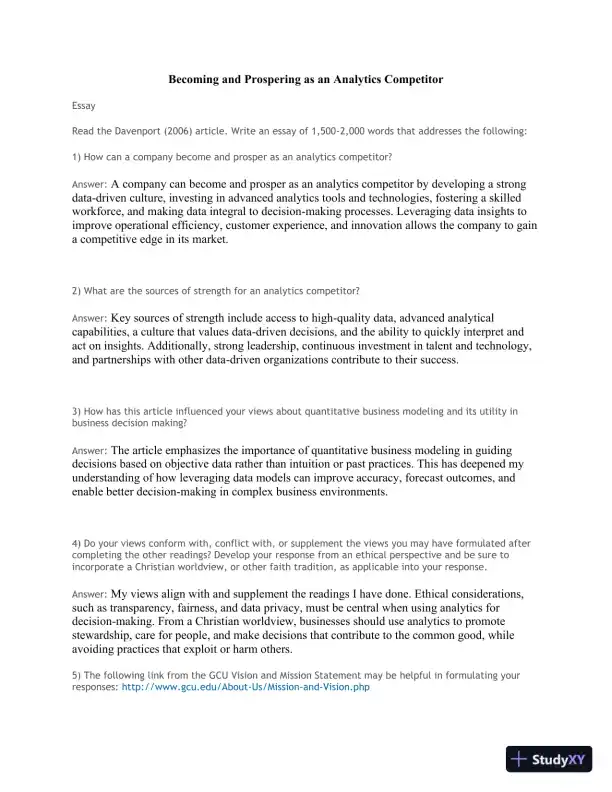 Becoming And Prospering As An Analytics Competitor - Page 1 preview image