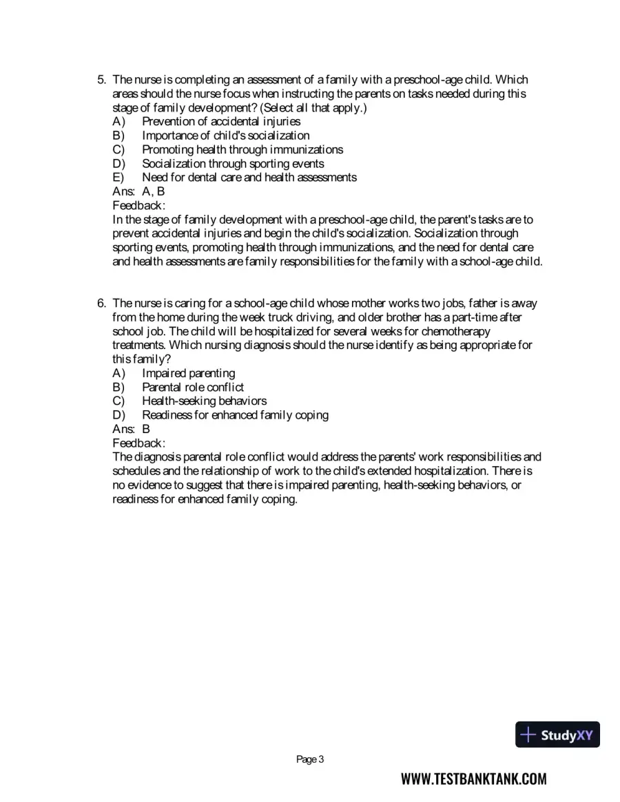 Maternal & Child Health Nursing: Care of the Childbearing & Childrearing Family 8th Edition Test Bank, page 11