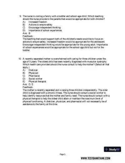 Maternal & Child Health Nursing: Care of the Childbearing & Childrearing Family 8th Edition Test Bank - Page 13 preview image